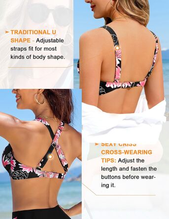 Бікіні жіночий комплект Nadeer: сексуальний V-подібний виріз, push-up, двочастинний, висока талія, рожевий, квітковий принт