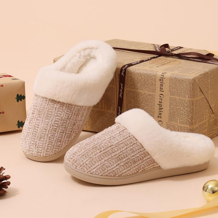 Жіночі зимові капці Evshine з плюшу та ефектом пам'яті Memory Foam, колір хакі, розмір 38/39 EU