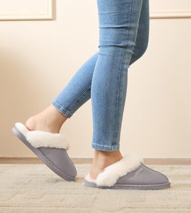 Зимові домашні капці Donpapa унісекс з ефектом пам'яті Memory Foam, плюшеві та штучне хутро (40.5/42 EU, світло-сірі)