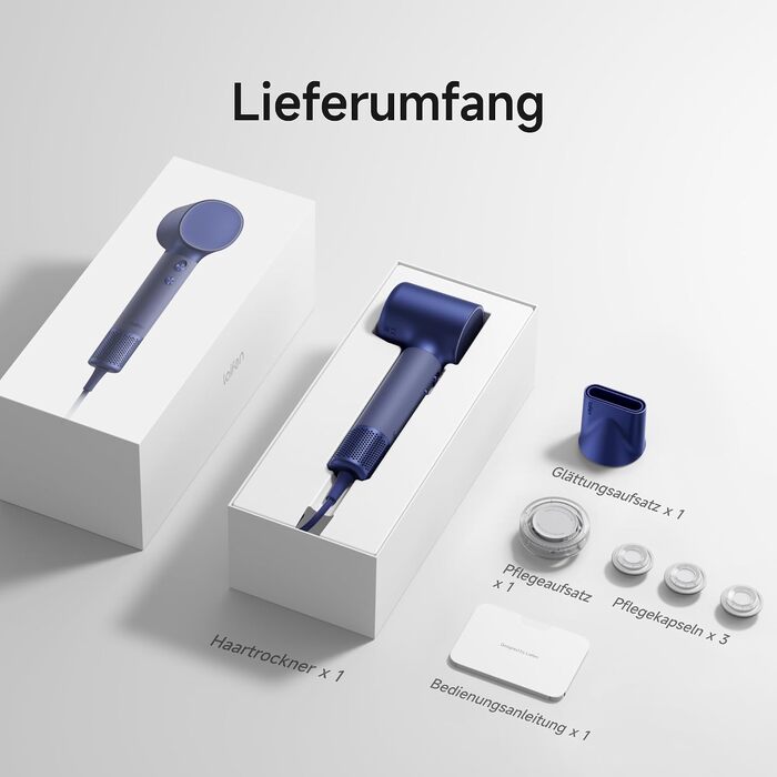 Фен для волосся Laifen Neo Special з інфузією олії, режим догляду 58°C, мотор 110 000 об/хв, іонний, колір Шампань/Платиновий синій