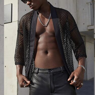 Чоловіча сітчаста сорочка Mymyguoe: прозора, коротка, сексуальна, для дому та сну