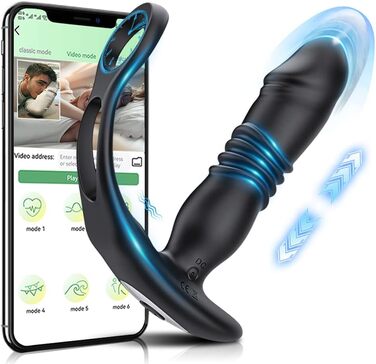 Вібратор анальний, кільце для статевого члена з 9 режимами вібрації, керування через додаток для смартфона - секс-іграшка
