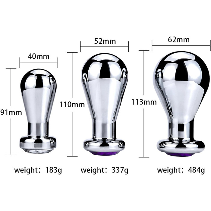 Анальний плагін Soarvlorfy з металу, великий розмір, з кристалами, для масажу G-точки та простати, анальні дилататори, іграшки для дорослих, срібло, L