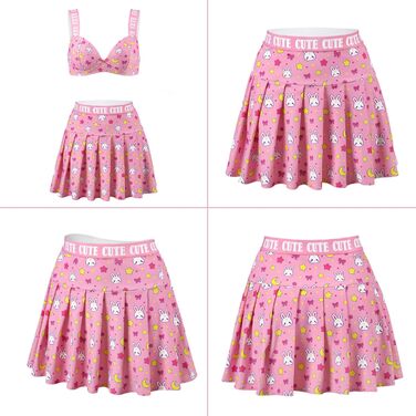 Комплект білизни LittleForBig: міні-спідниця з високою талією, бра та трусики, 3 шт. Розміри plus size, спортивний бра, рожевий, 3XL