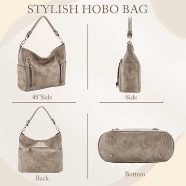 Жіночий набір сумок Chase Chic: велика шкіряна сумка-шопер Hobo та гаманець, коричневий (Khaki), з від’ємним плечовим ременем