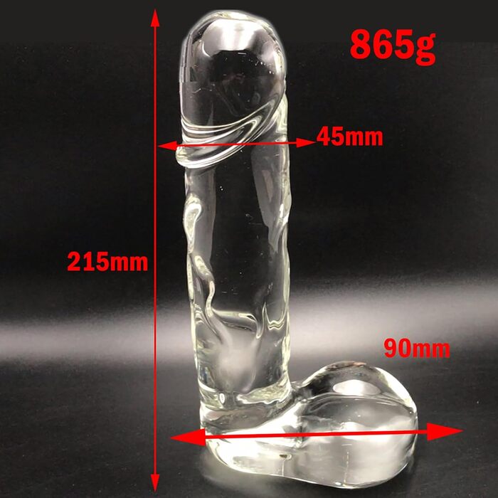 Скляний дildo XXL ScreaAss 21.5 см: кришталевий анальний плуг для дорослих, прозорий, 45 мм