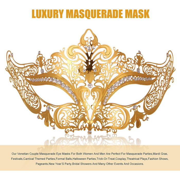 Маскарадні маски для жінок та чоловіків, пара, венеціанська маска, римсько-грецька маска для Хелловіну, костюм, вечірка, бал (набір Золота Сова)