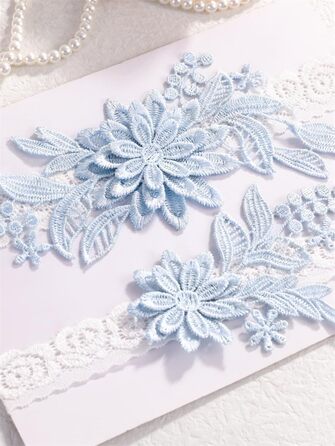 Жінські мереживні стрічки-тримачі для панчіх YUEKOPOU. 1 пара мереживних стрічок для наречених, весільних аксесуарів, костюмів, вечірок. Колір: світло-блакитний