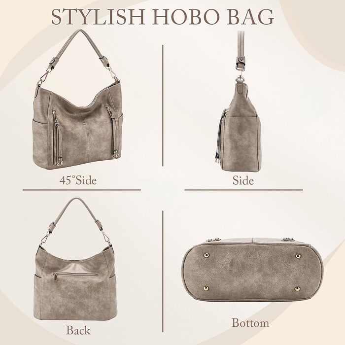 Жіночий набір сумок Chase Chic: велика шкіряна сумка-шопер Hobo та гаманець, коричневий (Khaki), з від’ємним плечовим ременем