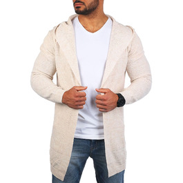 Чоловічий трикотажний кардиган Carisma з капюшоном, подовжений oversize, бежевий, розмір L