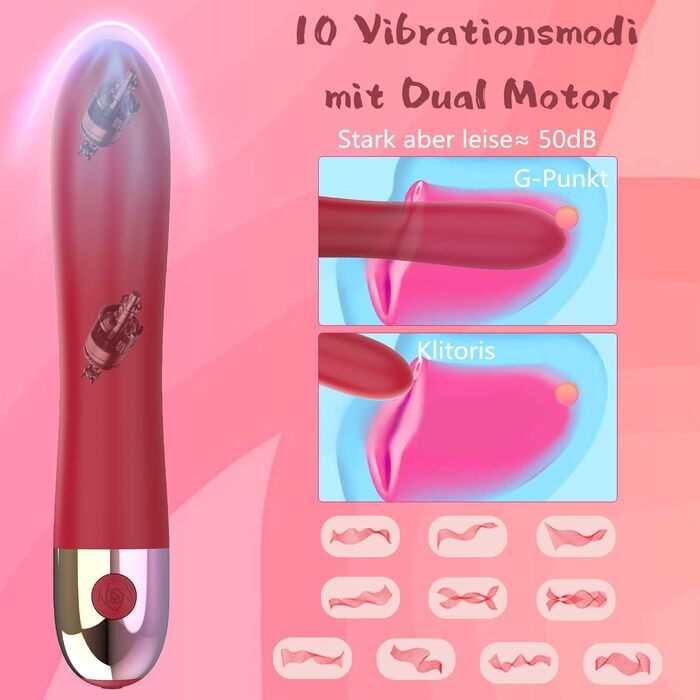 Вібратор силіконовий для жінок: стимуляція клітора та G-точки, 10 режимів, анальний плагін, стимулятор простати, еротичні іграшки для пар (червоний)