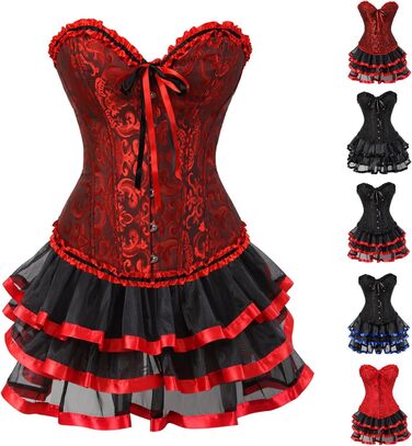 Корсетне плаття Moulin Rouge в готичному стилі, спідниця, великі розміри S-3XL, комплект, колір цегляний