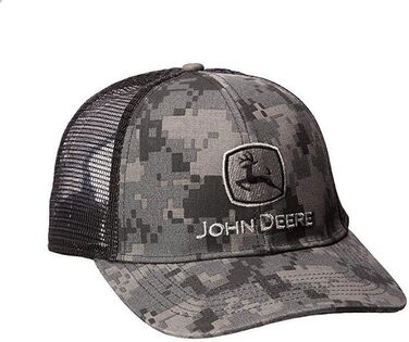 Чоловіча кепка John Deere Digital Camo з сіткою та вишивкою, універсальний розмір, чорна