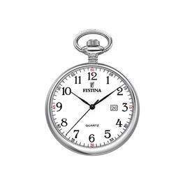 Чоловічий кишеньковий годинник Festina F2019/1 з ланцюжком, нержавіюча сталь 316L, кварцовий механізм, з календарем, класичний вінтажний стиль