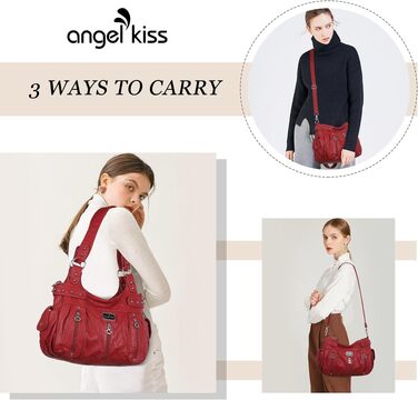 Жіноча сумка-шопер Angelkiss через плече з екошкіри, велика сумка-хобо та крос-боді (Червона)