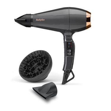 Професійний фен для волосся BaByliss Italian Air Pro 6719DE з дифузором, 2200 Вт, іонізація Anti-Frizz, 2 режими температури та швидкості, чорний