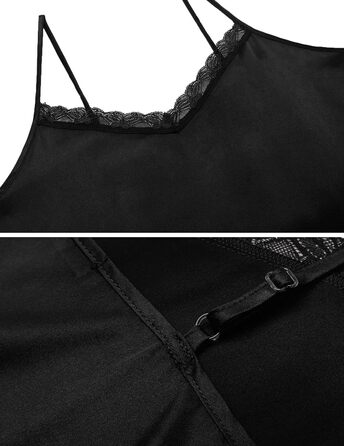 Світшот жіночий Ekouaer з нічною сорочкою, комплект з двох частин, атласний, сексуальний, для дому, вечірній, чорний (03-чорний, M)