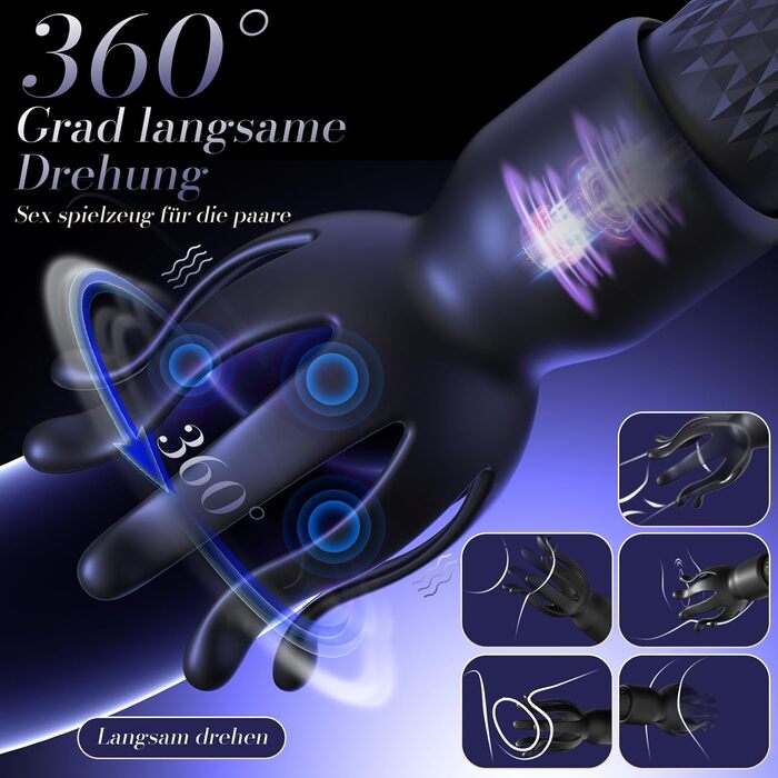 Вібратор жіночий з насадкою для стимуляції простати, 10 режимів вібрації, чорний - набір для пар