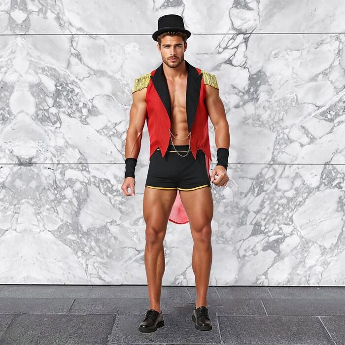 Костюми екзотичного одягу для чоловіків, ролевий сет для косплею, обтислі спідні, ідеально для пар. Червоний, M