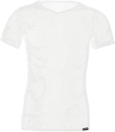 Чоловіча футболка з сітки для клубу, мереживна, прозора, дихаюча. Стильна футболка для танців, біла.