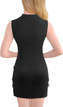 Чорне міні-плаття LittleForBig з бавовни без рукавів у стилі кібер-гот з коміром, 3XL