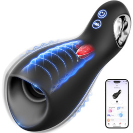 Електричний мастурбатор для чоловіків 3-в-1 з 10 режимами вібрації та 5 режимами лизання. Мастурбатор з кільцем, 360° обертання. Інтимні іграшки для чоловіків