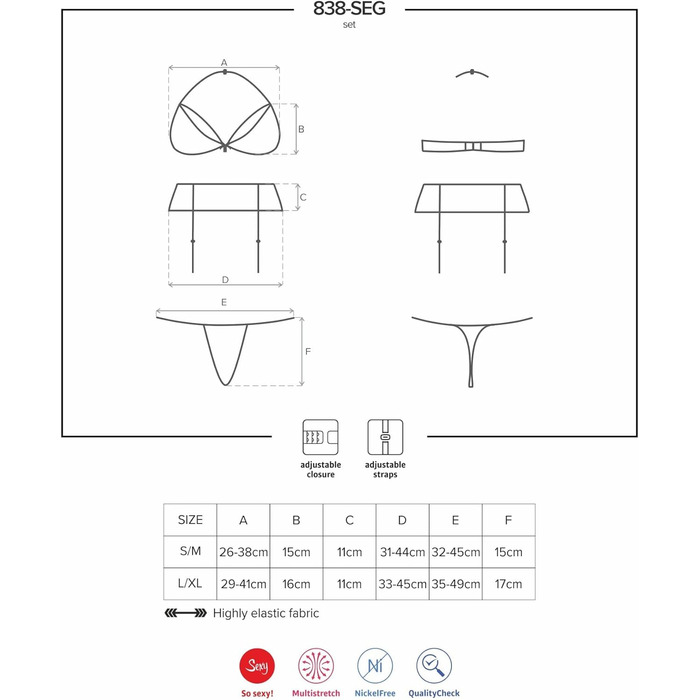 Babydoll та труси від Obsessive (1 комплект, S-M, кольоровий)
