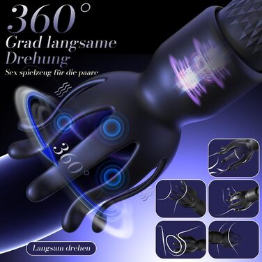 Вібратор жіночий з насадкою для стимуляції простати, 10 режимів вібрації, чорний - набір для пар