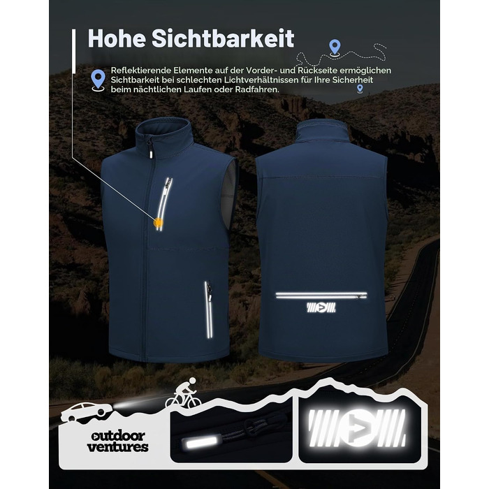 Чоловічий жилет Outdoor Ventures Softshell для велосипеда та активного відпочинку, водонепроникний (M, темно-синій)