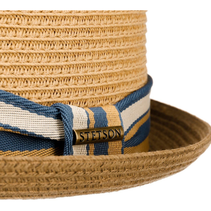 Солом'яний капелюх Stetson Licano Pork Pie з UV-захистом 40+, унісекс, коричневий, розмір L, на весну та літо