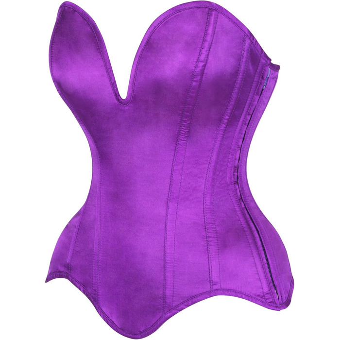 Корсет Daisy Corsets з темного фіолетового атласу, Overbust, сталеві ребра, виріз на шиї, XS