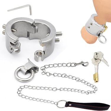 Сталевий кільце для яєчок з 4 знімними шипами CBT, замками та металевим ланцюгом. Підвіска для яєчок, бондж, кільце для статевого члена. Іграшки для дорослих для чоловіків, срібло, комплект