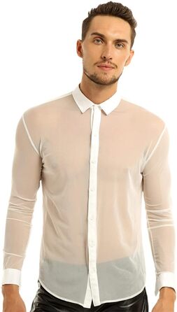 Чоловіча футболка з шнурівкою та сіткою, прозора - для клубів та вечірок