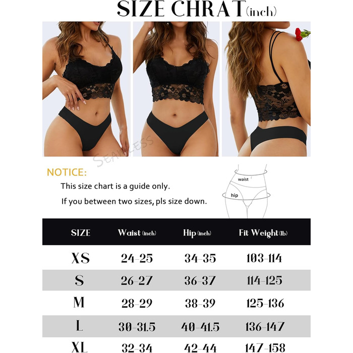 Сліпи (Танга) для жінок ALL OF SHE, безшовні, сексуальні, 6 шт. (XS, G-чорний)