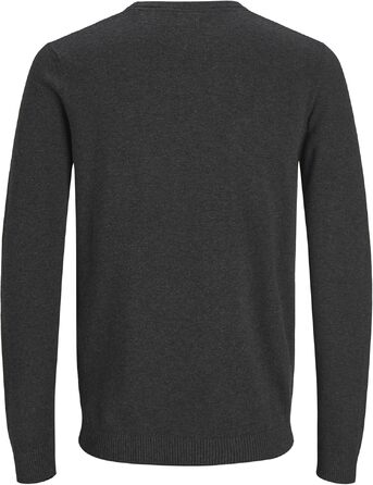 Чоловічий трикотажний джемпер Jack & Jones JJebasic Knit з круглим вирізом, темно-сірий меланж, розмір M