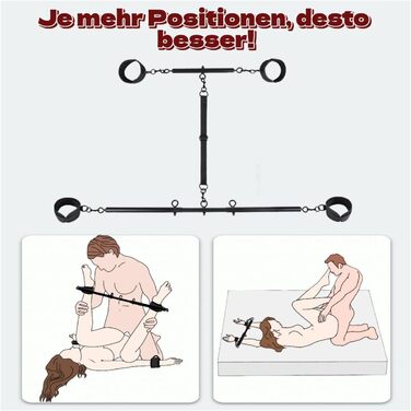 Розпірка для бондажу з металу, наручники та кайдани для ніг BDSM для пар (чорний)