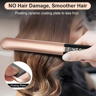Випрямляч для волосся UNOBEY Ceramic Straight 2 в 1 для гладкого та блискучого волосся, керамічний стайлер для випрямлення та завивки, 150°C-230°C, антифриз ефект, колір рожеве золото