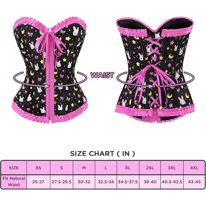 Корсет з мережива LittleForBig для жінок з шнурівкою, повномірний бюст, корсаж, бодішейпер, топ (3XL, чорний/рожевий)
