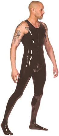 Костюм для чоловіків JQYTEN, фетиш-костюм з штучної шкіри, комбінезон з PVC, для клубів, розмір S-L (Темно-коричневий)