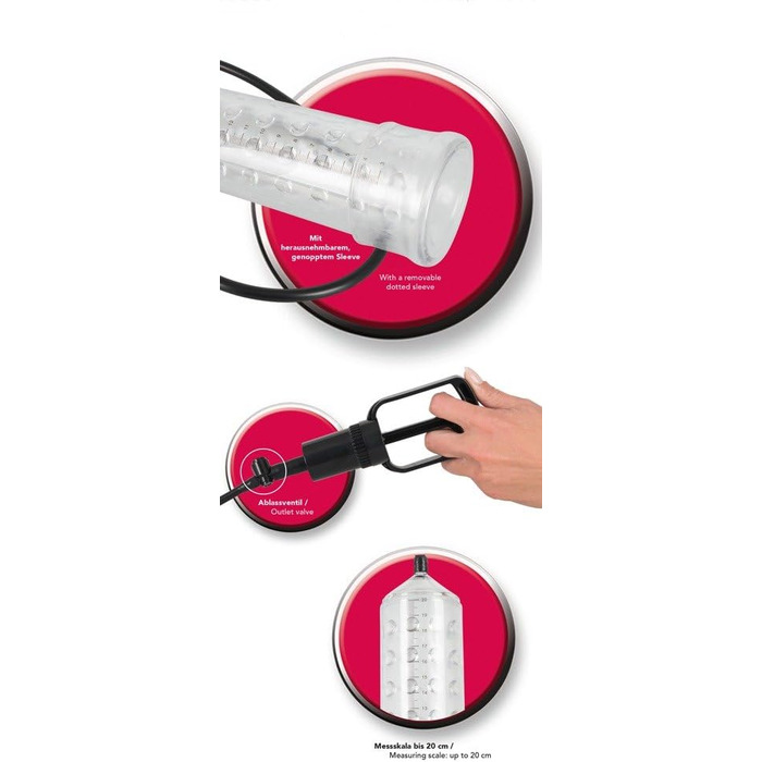 Насос для ерекції Orion - інтенсивний вакуумний насос для чоловіків, для тренування потенції, імітація орального сексу, перезаряджається, прозорий/чорний (6-piece set)