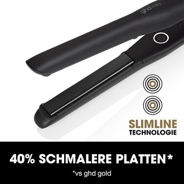 Міні-випрямляч для волосся ghd mini: вузький стайлер для короткого волосся та чубчика, чорний