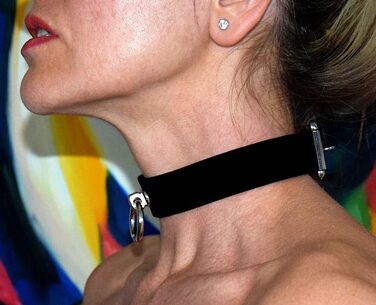 Преміум шкіряне намисто-замок для BDSM, чорне, ручної роботи, розмір L/XL, унісекс