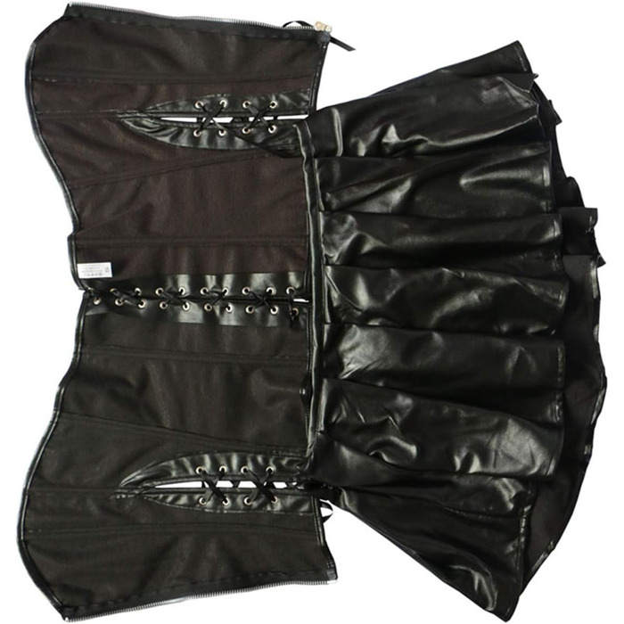 Корсет жіночий готичний з екошкіри SxyBox, чорний. Корсаж, сукня-корсет, клубний костюм, спідня білизна.