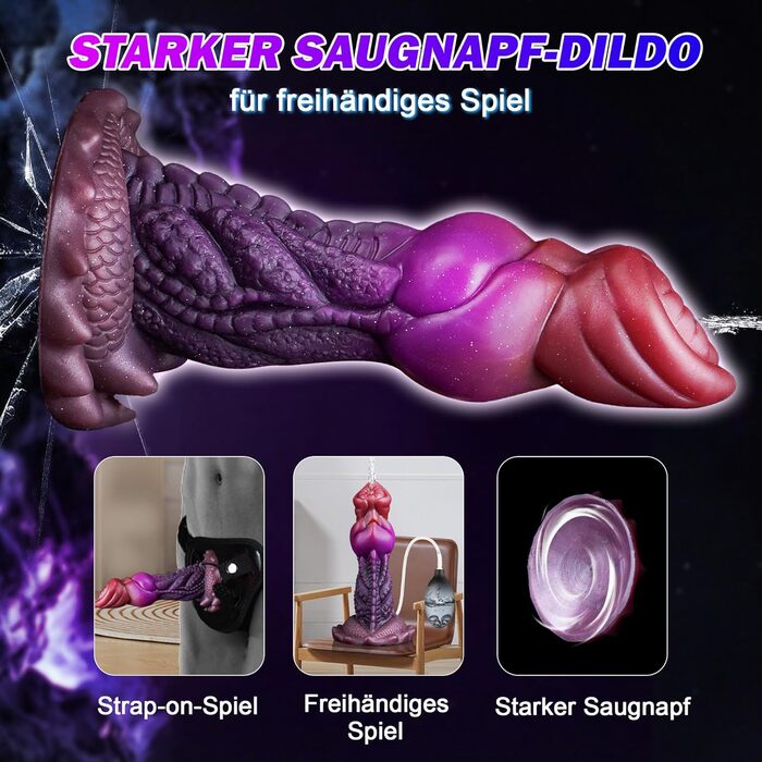 Силіконовий дildo-дракон зі спреєм, 19 см, анальний плаг для жінок та чоловіків