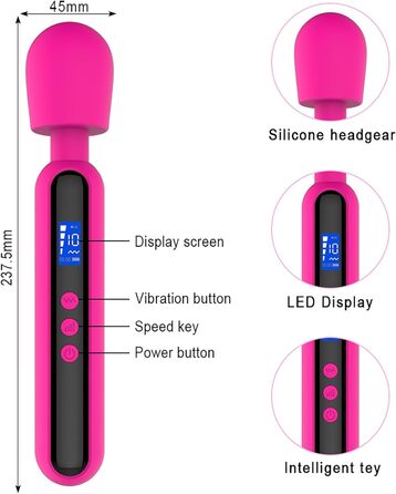Вібратор дилда для жінок з LED-дисплеєм, 10 режимів та 4 інтенсивності, стимуляція G-точки, вібратори для жінок та пар (чорний)