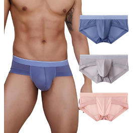 Сліпекс чоловічі труси PHOLEEY з мікрофібри, без шва, дихаючі, м'які, 3 шт. у наборі, XXL, сіро-блакитний/світло-фіолетовий/рожевий