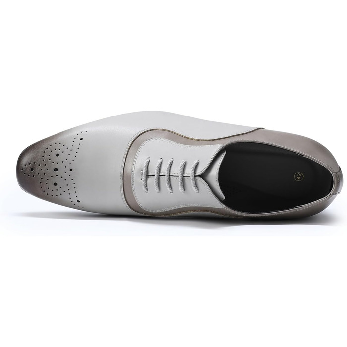 Чоловічі класичні туфлі YFFUSHI Oxford Brogues — ділові шкіряні черевики для офісу та вечірок (сіро-коричневі, 43 EU)