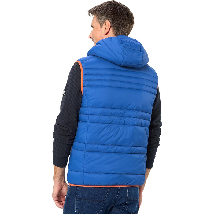 Чоловічий стібаний жилет NORDCAP з капюшоном, тепла вітрозахисна outdoor-вестка з кишенями на блискавці, синій, розмір L