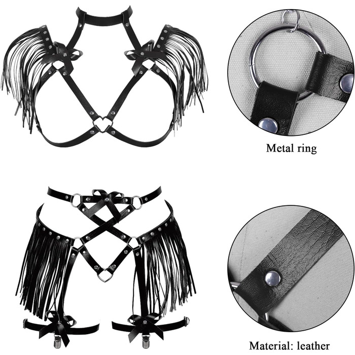 Жіночий корсет-набір з шнурівкою, корсет, шкіряний пояс, аксесуари для тіла, гарнітура, чорний. Ідеально для вечірок, танців, готичного стилю.