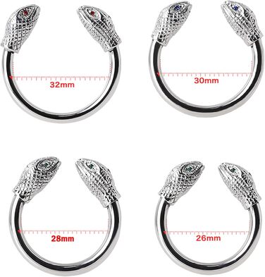 Чоловічий пеніс-кільце з двома зміїними головами, срібло, 30 мм